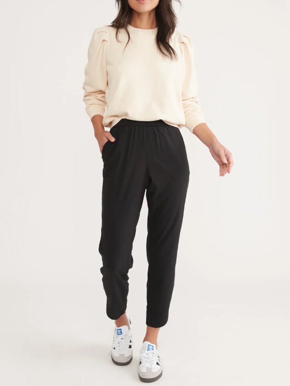 Marine Layer Allison TENCEL Pull On Cropped Pants Black Large